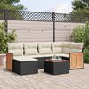 vidaXL 7 Piece Garden Sofa Set with Cushions Black Poly Rattan