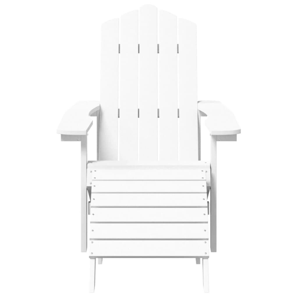 vidaXL Garden Adirondack Chairs with Footstool & Table HDPE White