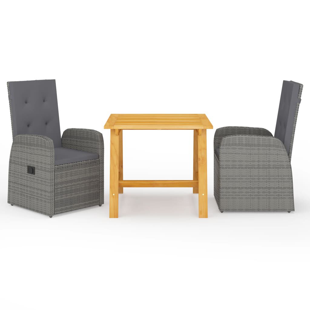 vidaXL 3 Piece Garden Dining Set Grey