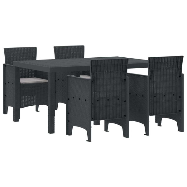 vidaXL Garden Dining Set 5 pcs Anthracite Polt rattan