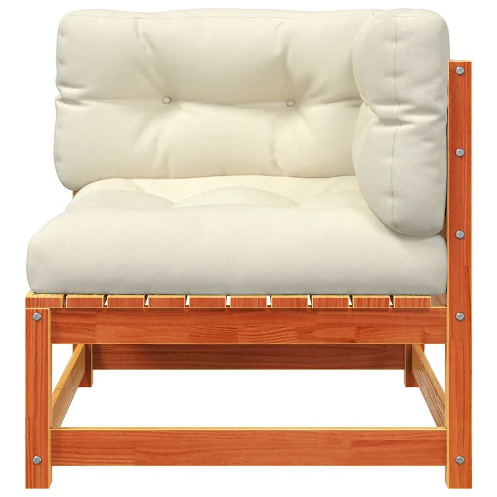 vidaXL Garden Sofa Corner with Cushions Wax Brown Solid Wood Pine