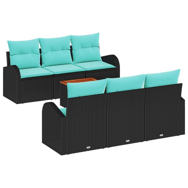 vidaXL Garden Sofa Set 7 pcs Black, turquoise