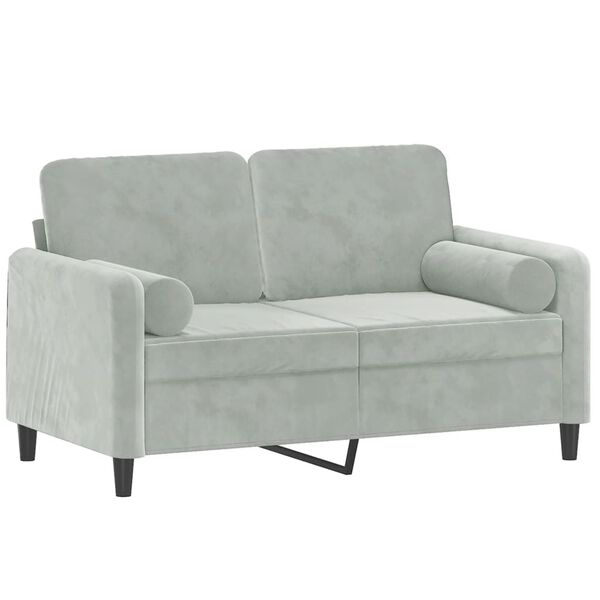 vidaXL 2-Seater Sofa with Throw Pillows Light Grey 120 cm Velvet