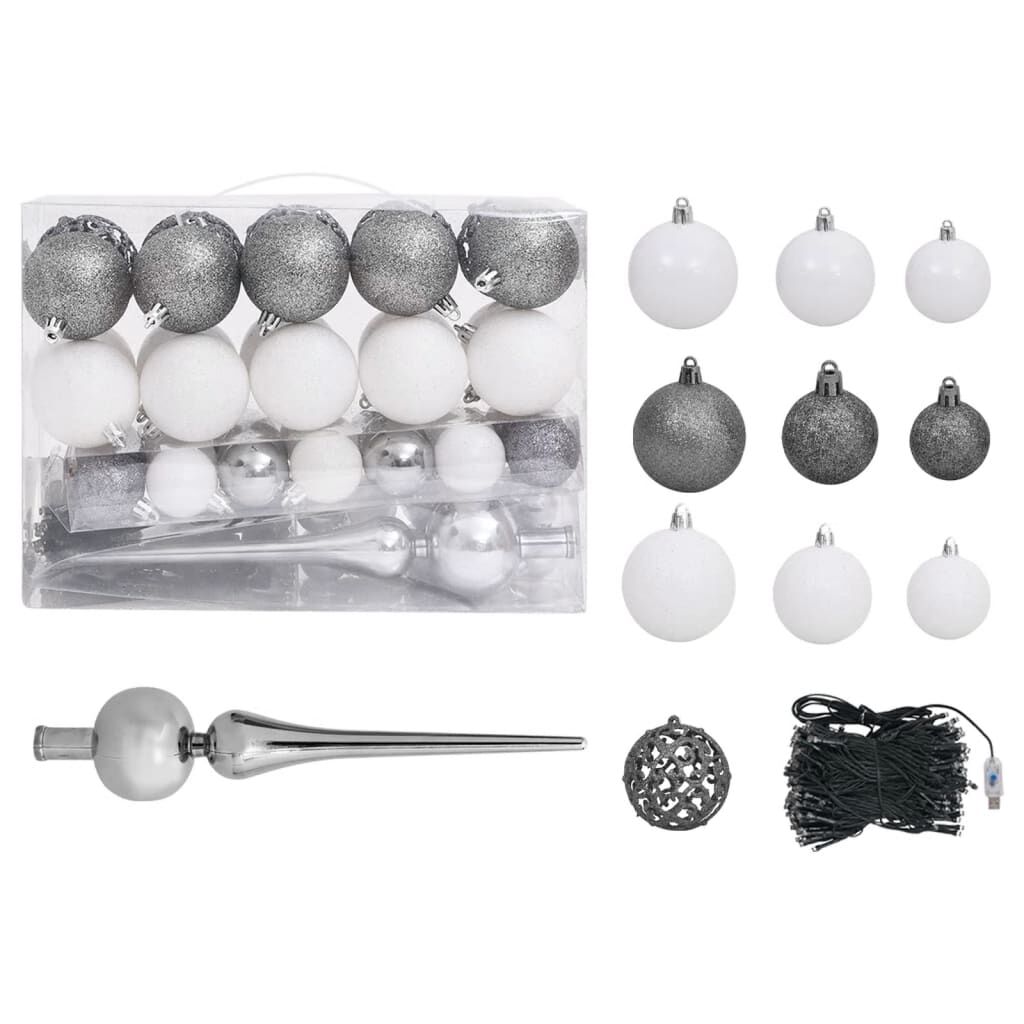 vidaXL Artificial Half Pre-lit Christmas Tree with Ball Set White 150 cm