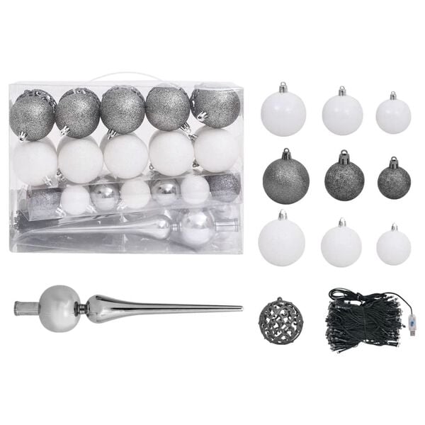 vidaXL Artificial Half Pre-lit Christmas Tree with Ball Set White 150 cm