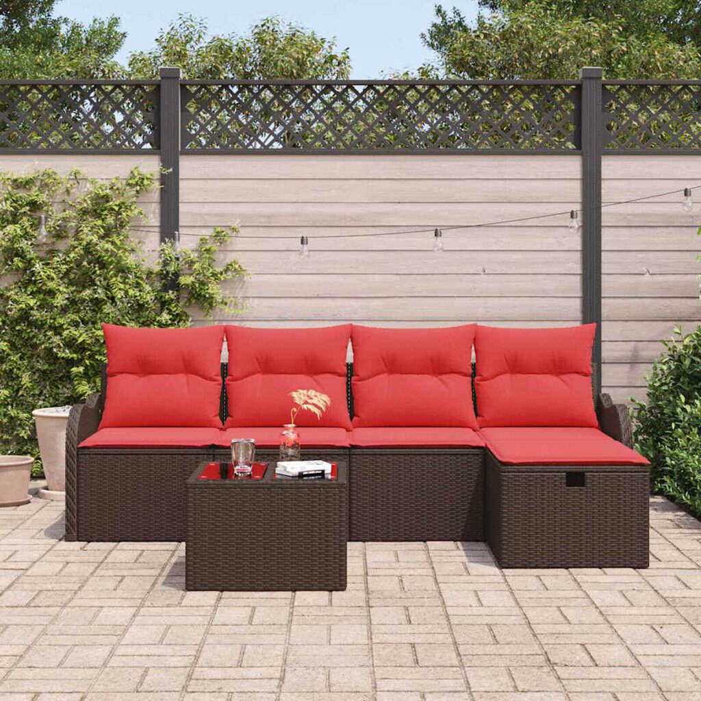 vidaXL Garden Sofa Set 6 pcs Brown and red 231 x 117 x 85 cm