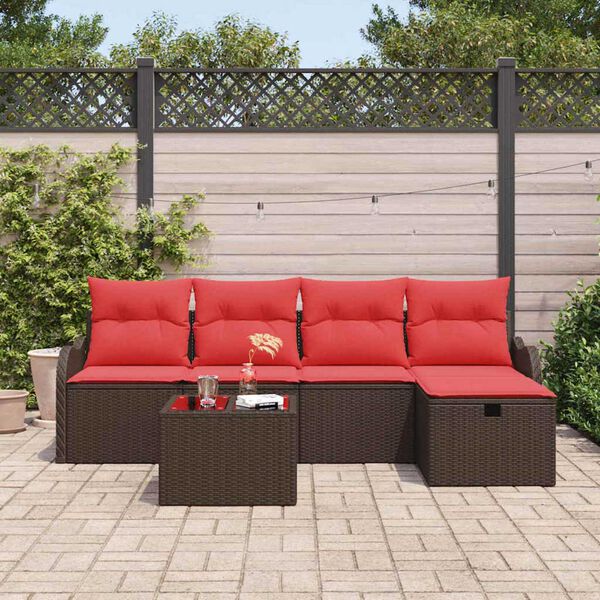 vidaXL Garden Sofa Set 6 pcs Brown and red 231 x 117 x 85 cm