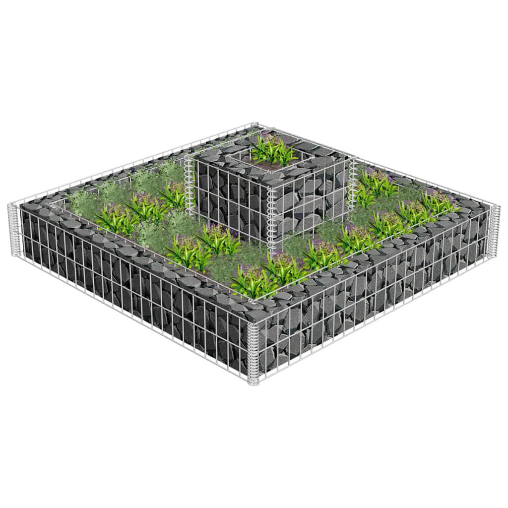 vidaXL Gabion Planter Galvanised Steel 120x120x20