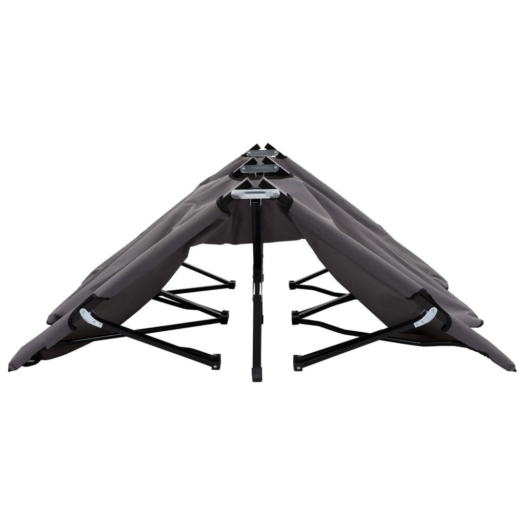 vidaXL Two Person Folding Sun Lounger Grey Steel