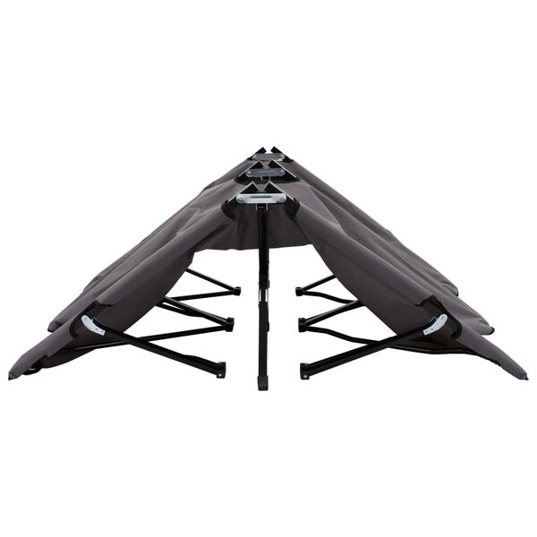 vidaXL Two Person Folding Sun Lounger Grey Steel