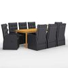 vidaXL 9 Piece Garden Dining Set Black