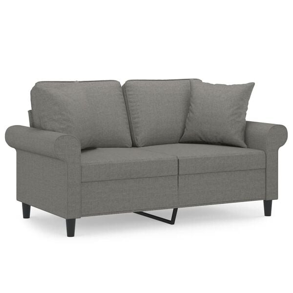 vidaXL 2-Seater Sofa with Pillows&Cushions Dark Grey 120 cm Fabric