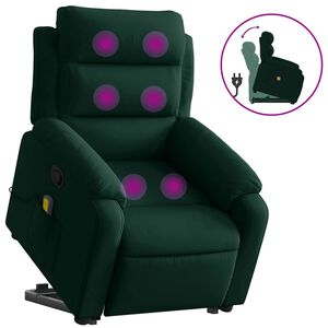 vidaXL Stand up Massage Recliner Chair Dark Green Velvet