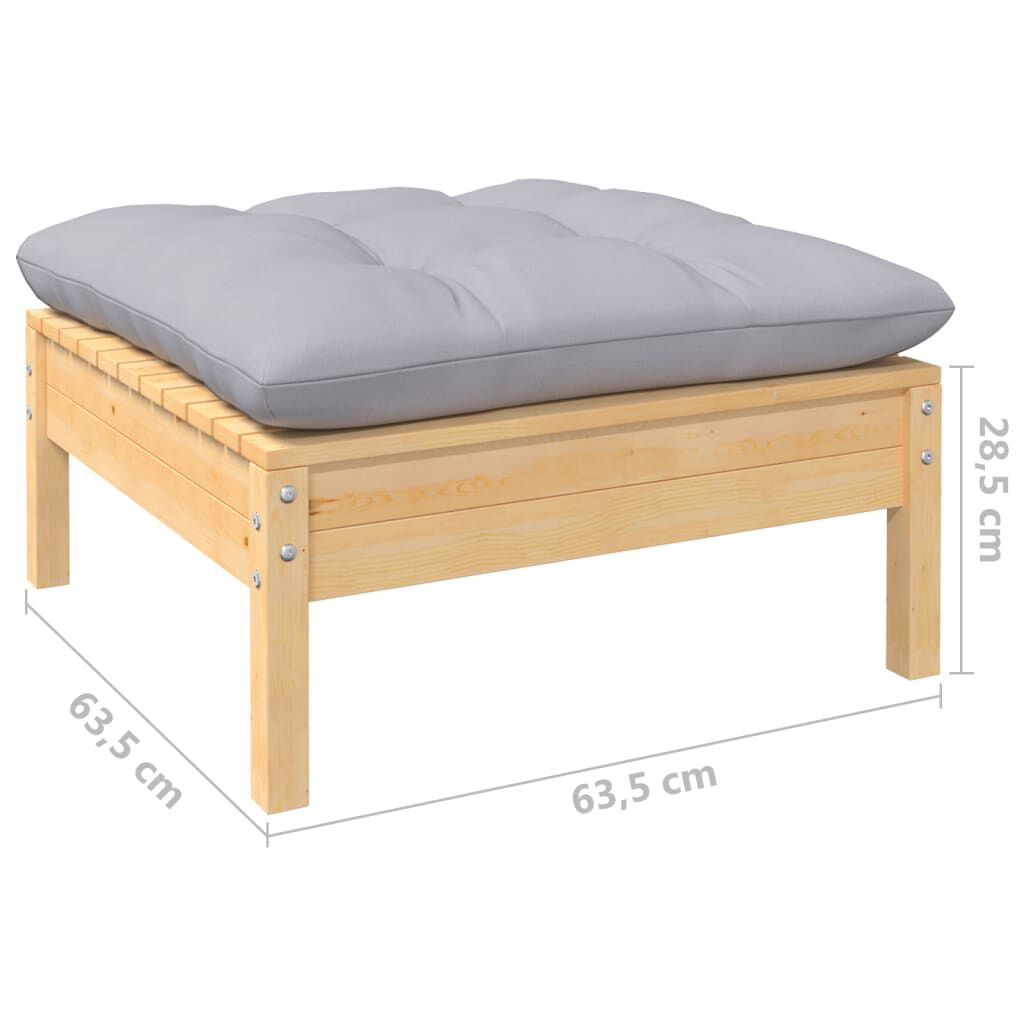 vidaXL 9 Piece Garden Lounge Set with Grey Cushions Solid Pinewood