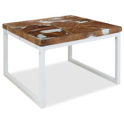 vidaXL Coffee Table Teak Resin 60x60x40 cm White and Brown