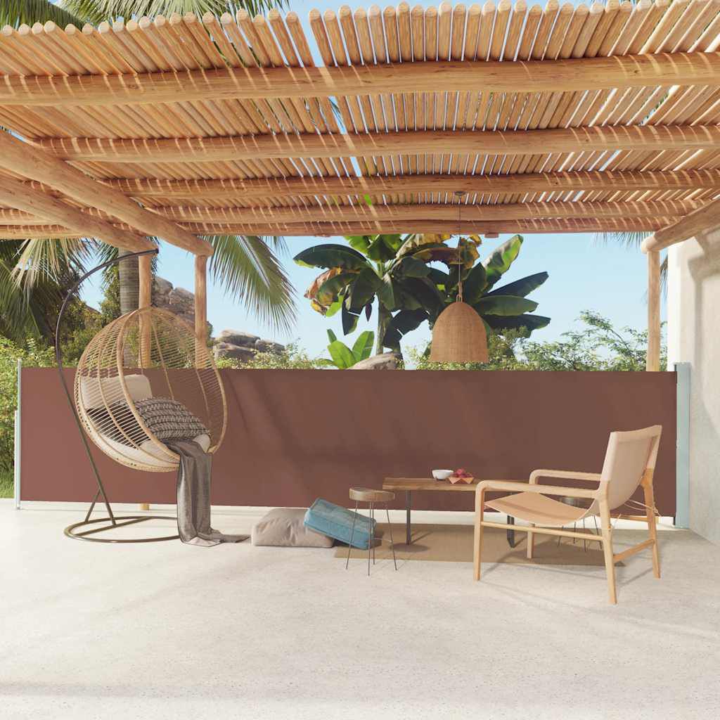 vidaXL Patio Retractable Side Awning 117x600 cm Brown
