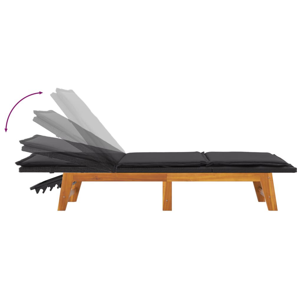 vidaXL Sun Lounger with Table Poly Rattan and Solid Wood Acacia