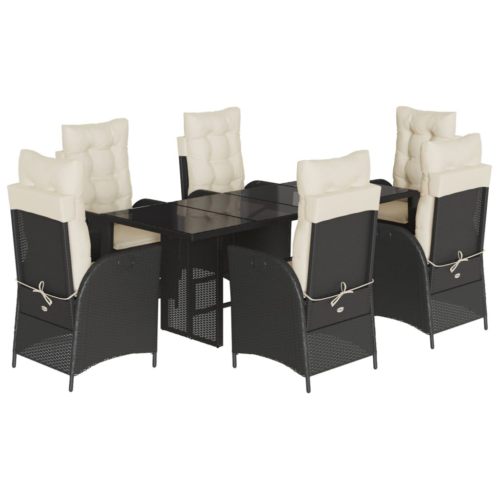 vidaXL 9 Piece Garden Dining Set with Cushions Brown Poly Rattan