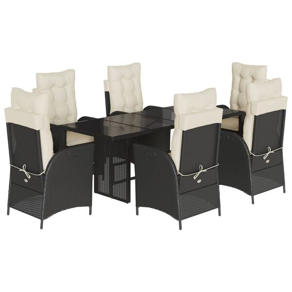 vidaXL 9 Piece Garden Dining Set with Cushions Brown Poly Rattan