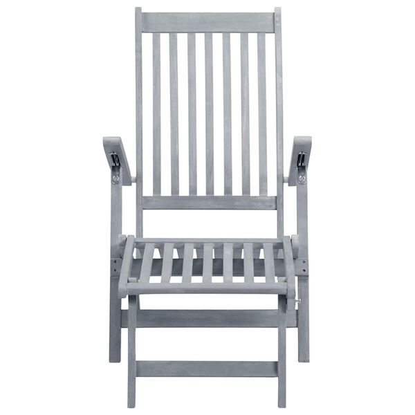 vidaXL Outdoor Deck Chair with Footrest and Cushion Solid Acacia Wood