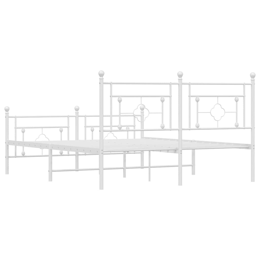 vidaXL Metal Bed Frame without Mattress with Footboard White 150x200cm
