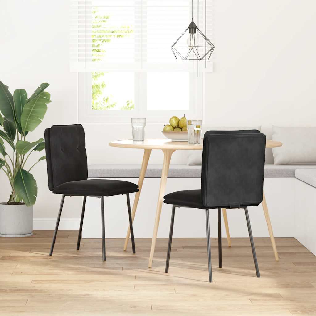 vidaXL Dining Chairs 2 pcs Black Velvet