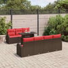 vidaXL Garden Sofa Set with Storage 8 pcs Brown Poly rattan
