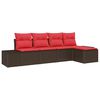 vidaXL Garden Sofa Set with Cushion 5 pcs Brown Poly Rattan