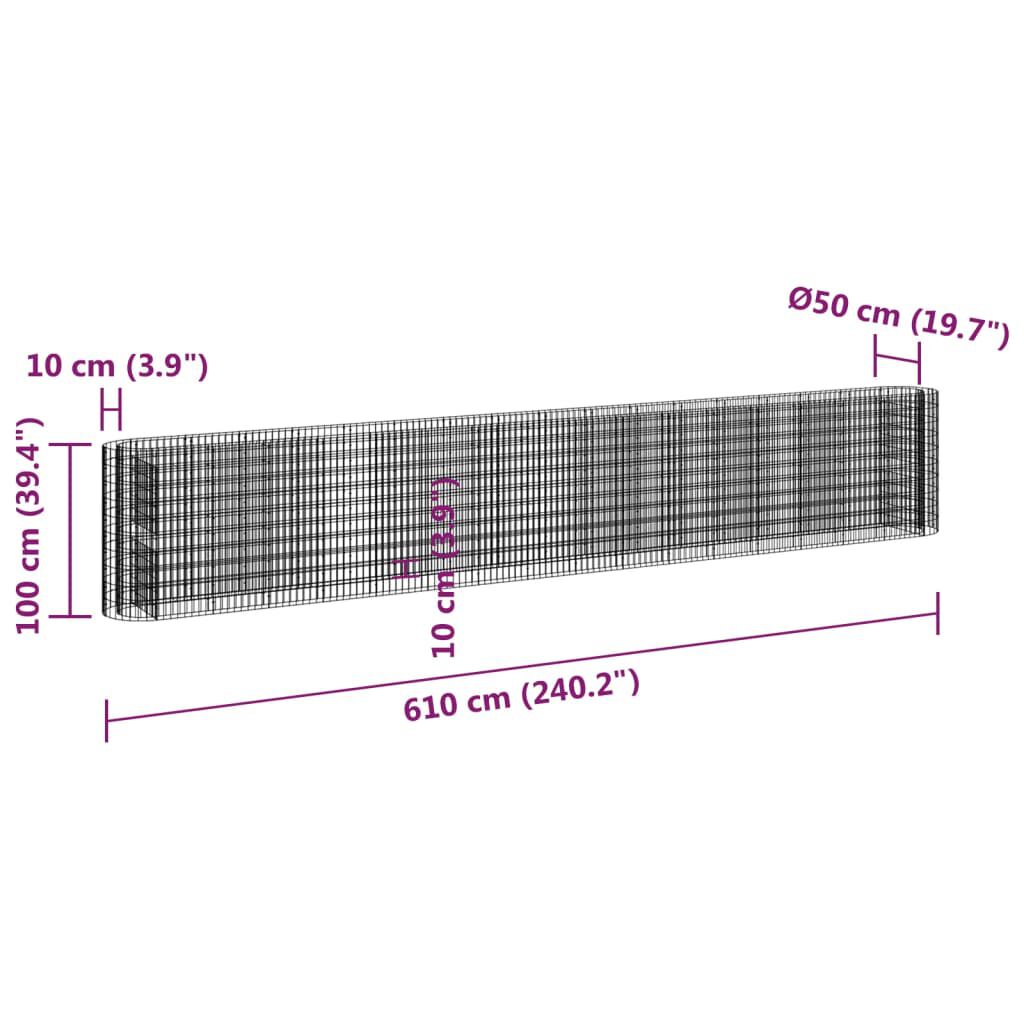 vidaXL Gabion Raised Bed Galvanised Iron 610x50x100 cm