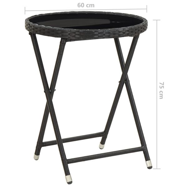 vidaXL 3 Piece Garden Bistro Set Poly Rattan and Glass Black