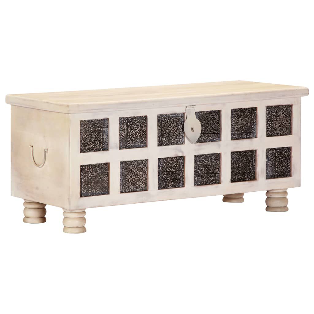 vidaXL Storage Box White 110x40x45 cm Solid Acacia Wood