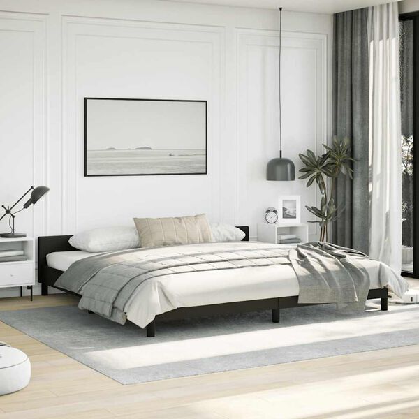 vidaXL Bed Frame without Mattress Black California King Faux Leather