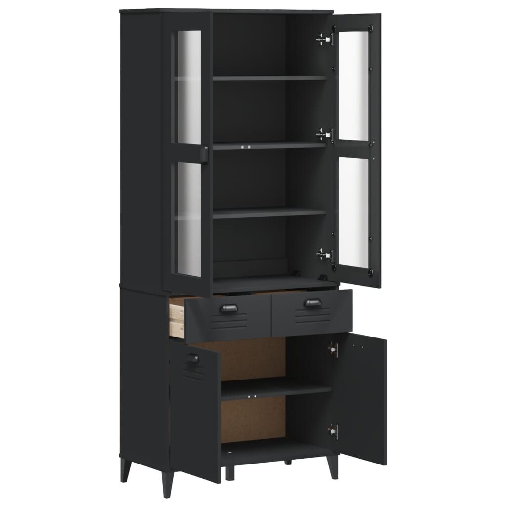 vidaXL Highboard VIKEN Black 80x40x190 cm Solid Wood Pine