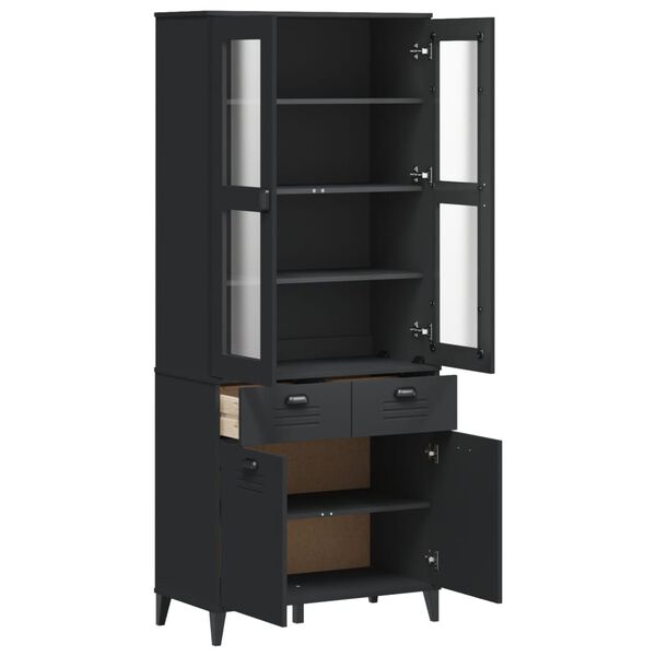 vidaXL Highboard VIKEN Black 80x40x190 cm Solid Wood Pine