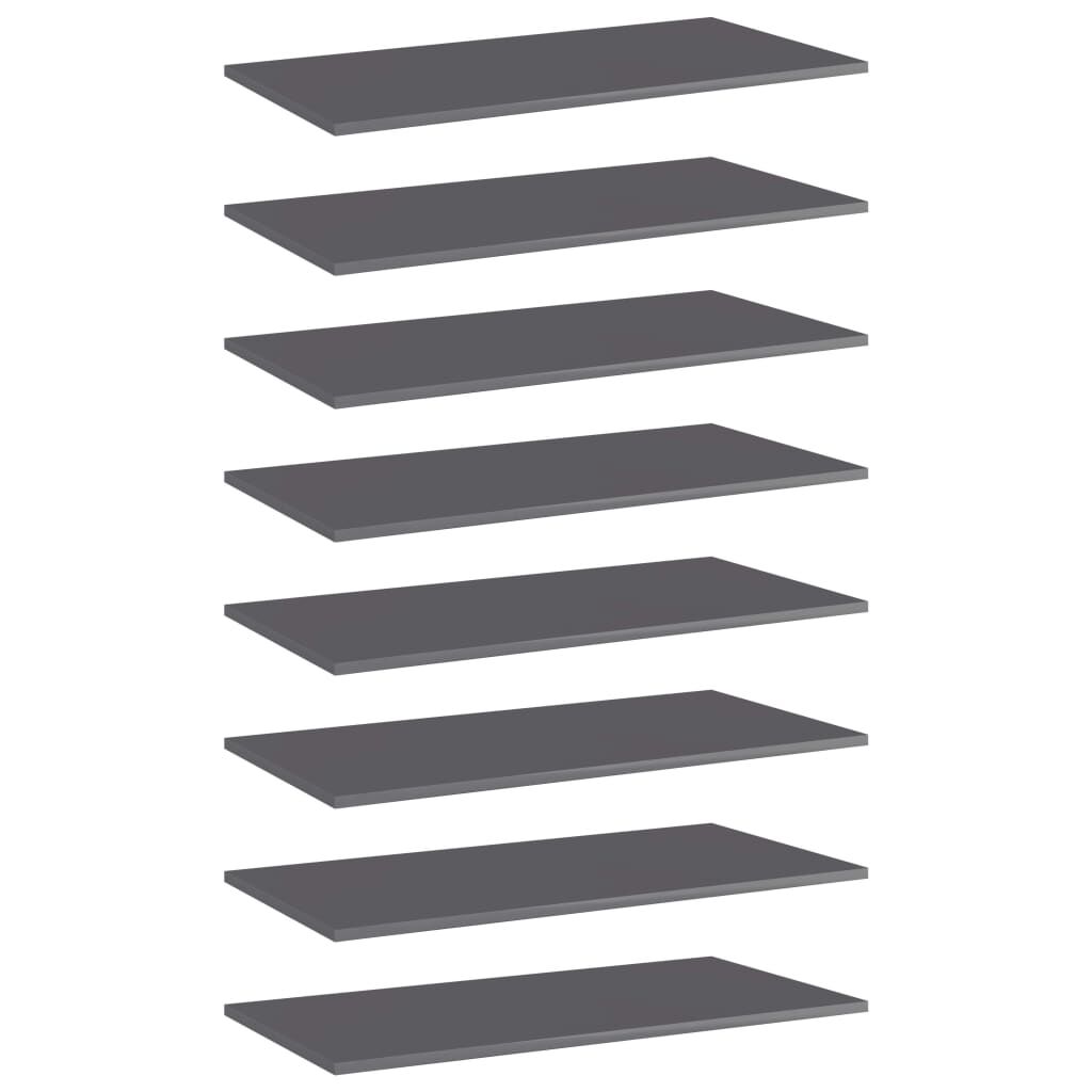 vidaXL Bookshelf Boards 8 pcs High Gloss Grey 80x40x1.5 cm Engineered Wood