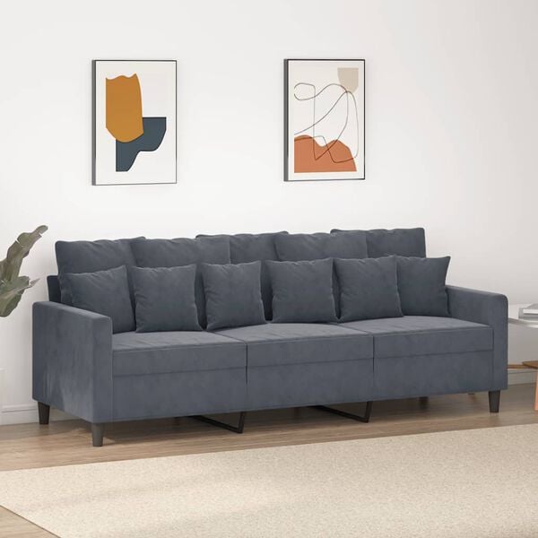 vidaXL 3-Seater Sofa Dark Grey 180 cm Velvet