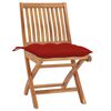 vidaXL Garden Chairs 2 pcs with Red Cushions Solid Teak Wood