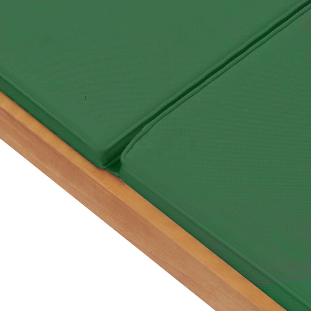 vidaXL Sun Lounger with Cushion Solid Teak Wood Green