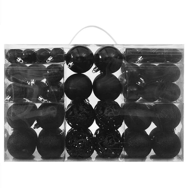 vidaXL 100 Piece Christmas Ball Set Black
