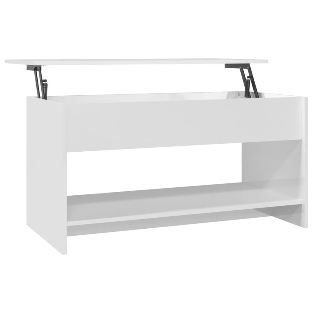 vidaXL Coffee Table High Gloss White 102x50x52,5 cm Engineered Wood