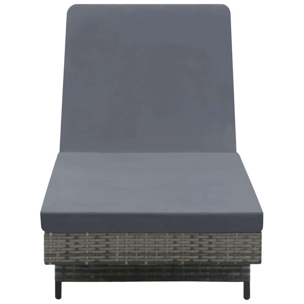 vidaXL Sun Lounger with Wheels and Cushion Poly Rattan Anthracite