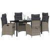 vidaXL Garden Dining Set with Cushion 5 pcs Grey Poly Rattan