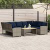 vidaXL Garden Sofa with Cushions Grey Poly Rattan