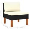 vidaXL Middle Sofas 2 pcs Poly Rattan and Solid Eucalyptus Wood