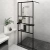 vidaXL Walk-in Shower Wall with Shelf Black 80x195 cm ESG Glass&Aluminium