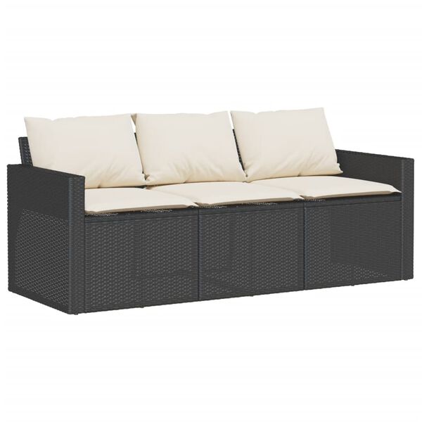 vidaXL 6 Piece Garden Sofa Set with Cushions Black Poly Rattan