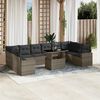 vidaXL 11 Piece Garden Sofa Set with Cushions Grey Poly Rattan