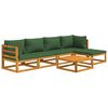 vidaXL 6 Piece Garden Lounge Set with Green Cushions Solid Wood
