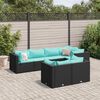 vidaXL 7 Piece Garden Lounge Set with Cushions Black Poly Rattan