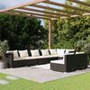 vidaXL 8 Piece Garden Lounge Set with Cushions Black Poly Rattan